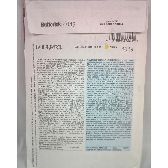 Vintage 2003 Butterick 4043 Waverly Home Office Accessories Sewing Pattern Uncut - Picture 2 of 2